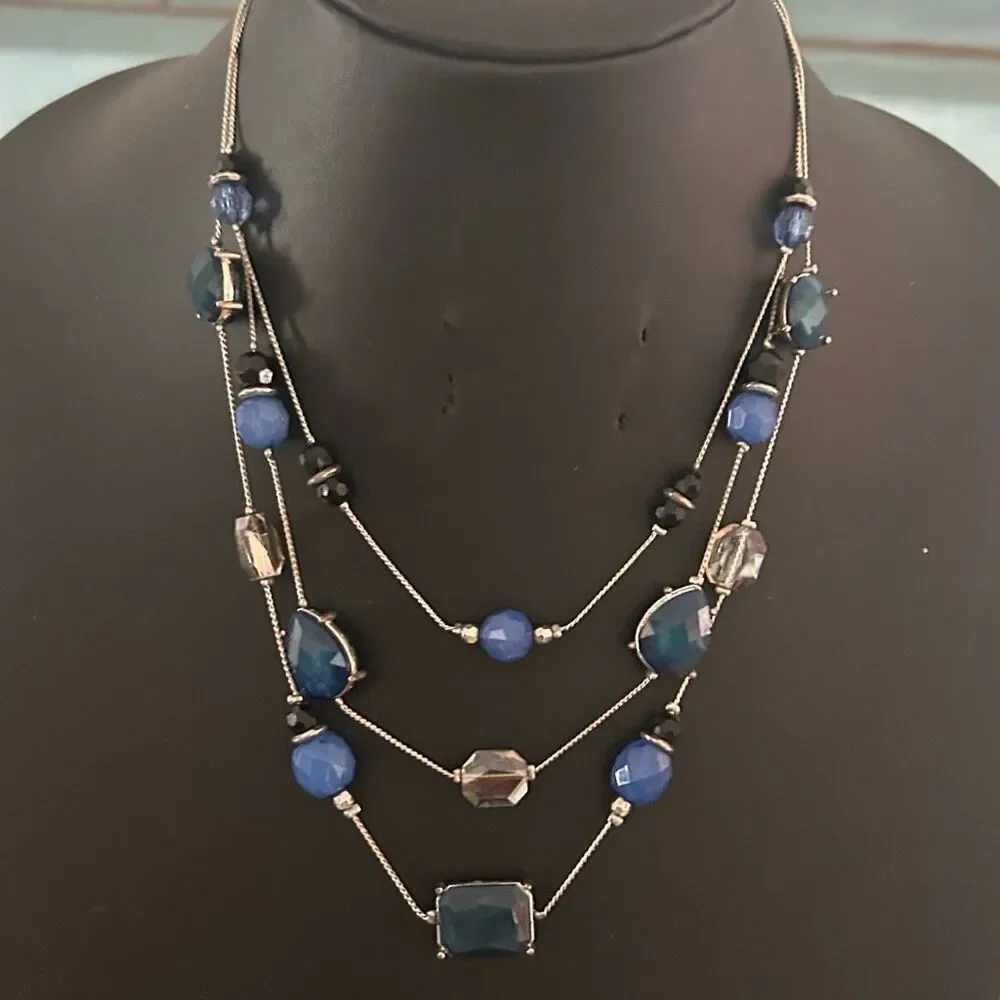 NY New York & Company Beaded Layered Statement Necklace 16